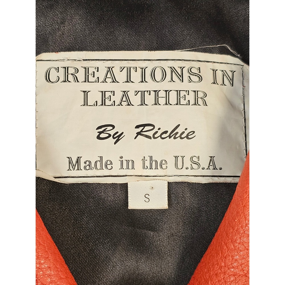 Creations In Leather By Richie Orange Deerskin Fringe Beaded Western Jacket S - Picture 2 of 16